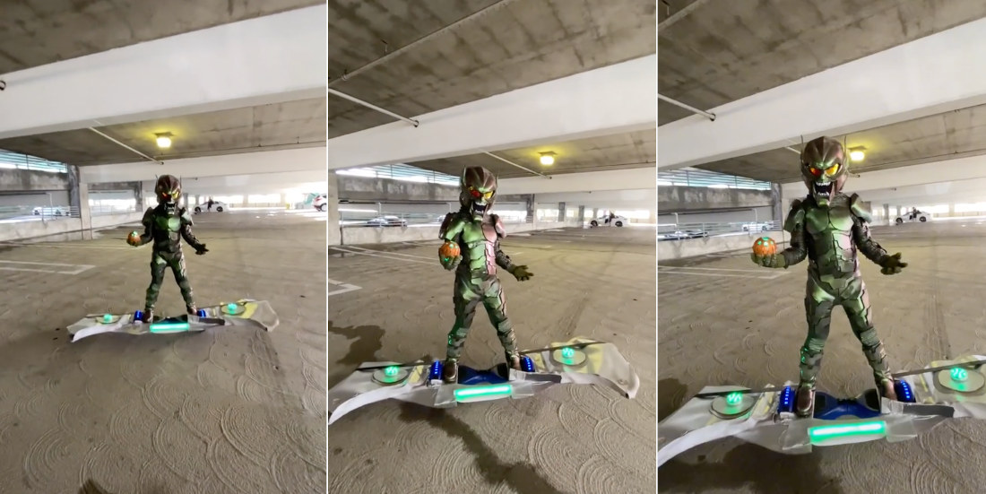 Kid’s Incredible Green Goblin Hoverboard Cosplay