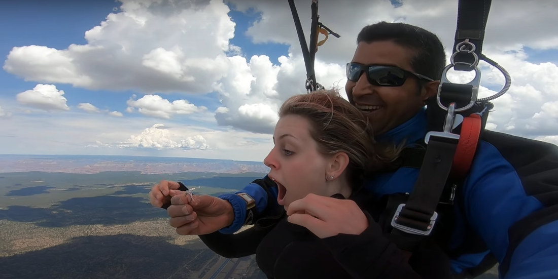 Professional Skydiver Proposes To Girlfriend After Pulling Chute