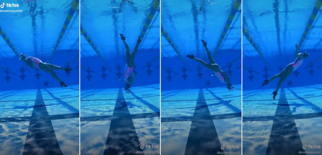 Artistic Swimmer Performs 360 Loop In Invisible Hamster Wheel