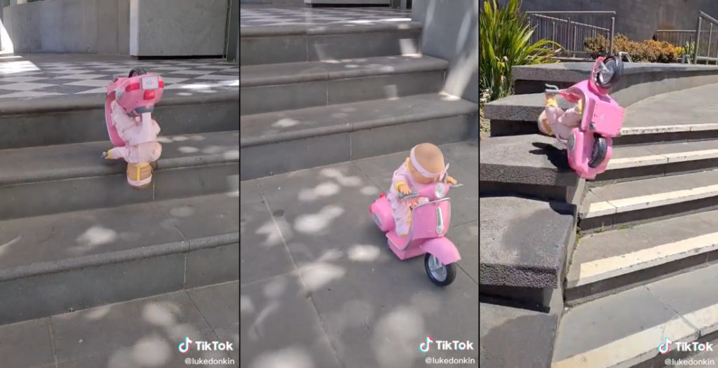 Compilation Of Baby Doll On Scooter Flipping Down Stairs: Thanks, Internet!