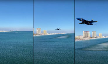 Blue Angel Performs Ultra-Low Beach Pass At 700MPH