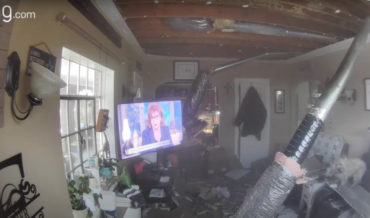 Home Security Cam Captures Ceiling Collapse