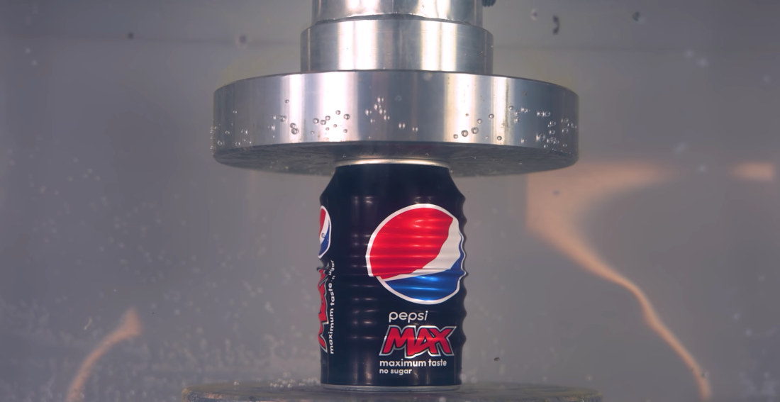 Crushing Bottles And Cans Underwater With A Hydraulic Press