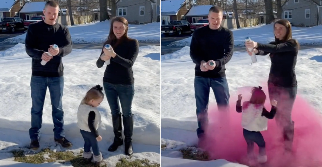 Gender Reveal Accidentally Blasts Existing Child With Pink Powder
