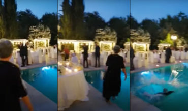 Grandma Walks Into Pool At Wedding Reception