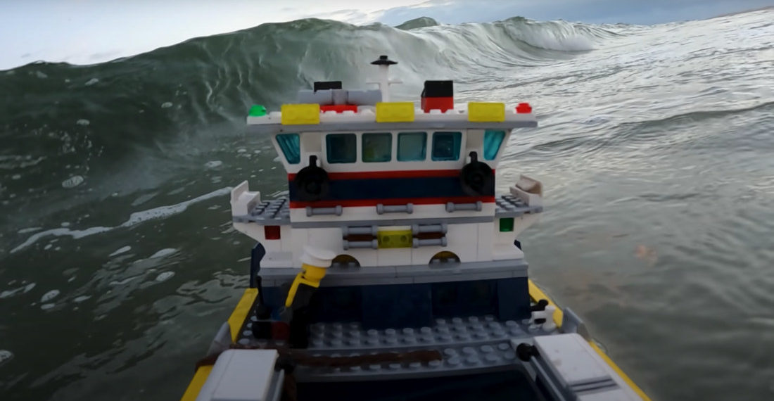 LEGO Ships Face Real-Life Waves At The Beach
