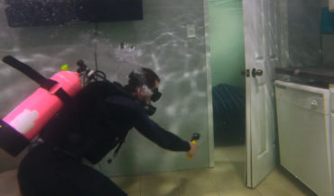 Man Builds Tiny Waterproof House Then Fills It With Water To Go Scuba Diving