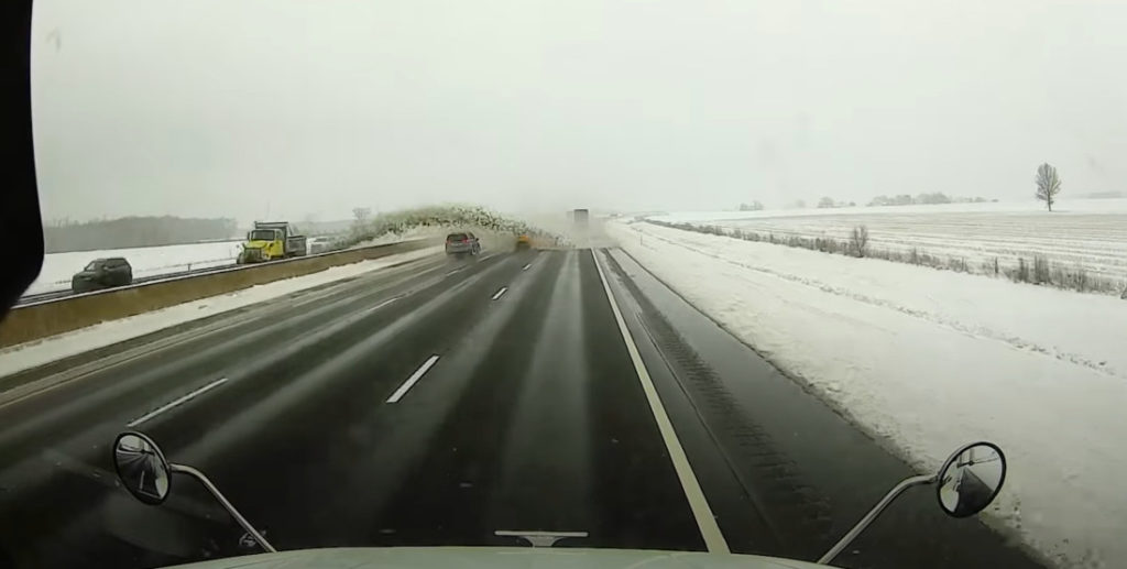 Speeding Snow-Blasting Snowplow Causes Accident