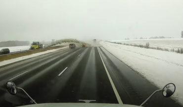 Speeding Snow-Blasting Snowplow Causes Accident