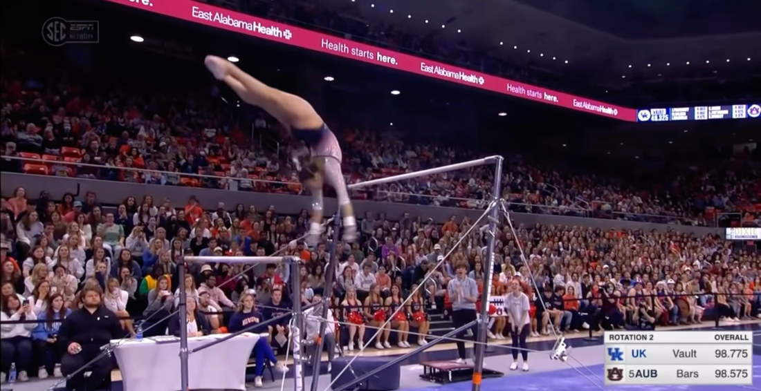 Gymnast Performs First Uneven Bars Nebieva Skill In NCAA Competition