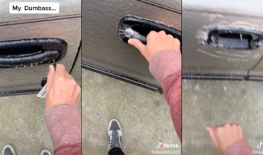 Man Attempts To Open Frozen Truck Door Handle, Tears It Off Instead