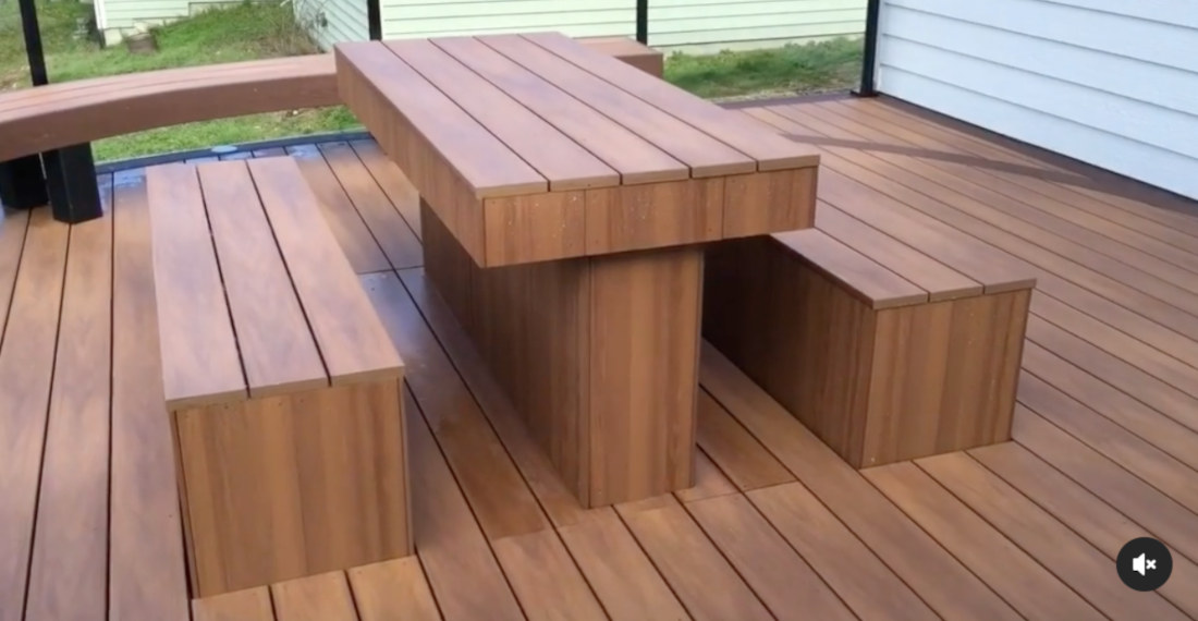 Deck With Hidden Self-Rising Table And Benches