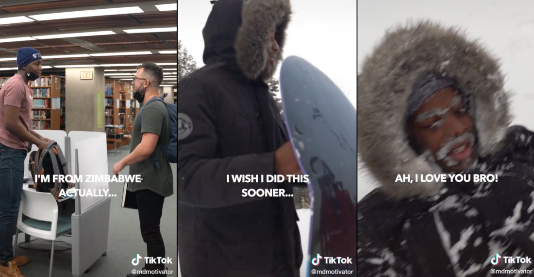 Guy From Zimbabwe Gets Invited To Go Sledding For The First Time
