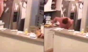 Woman Accidentally Atomic Wedgies Herself On Kitchen Cabinet
