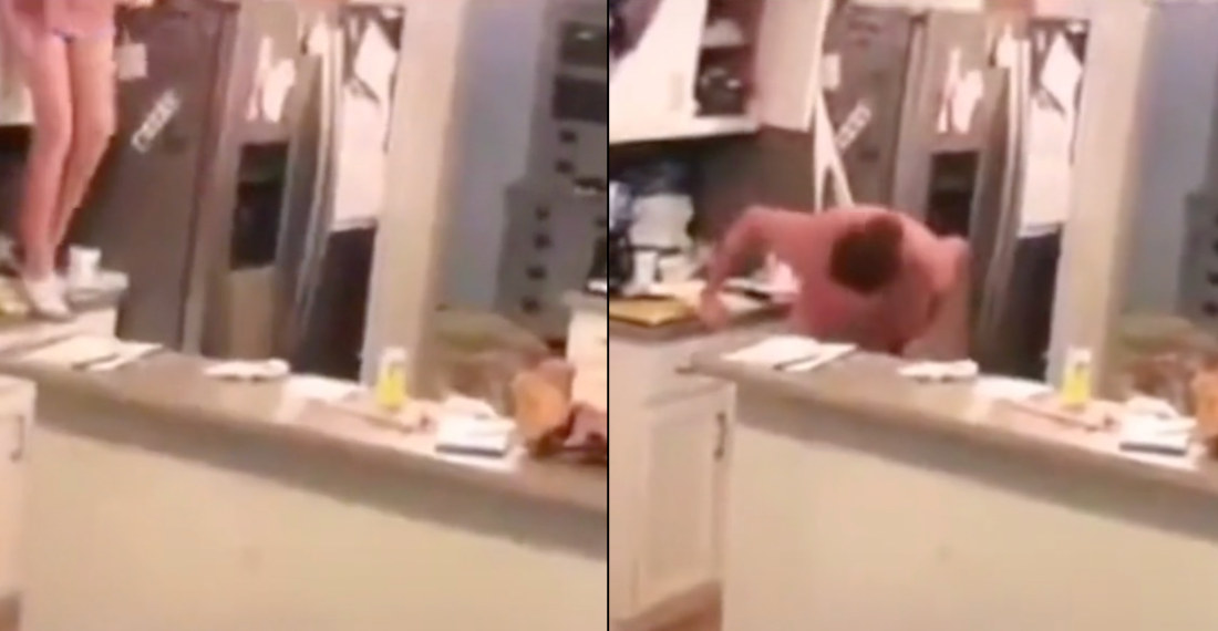 Woman Accidentally Atomic Wedgies Herself On Kitchen Cabinet - borninspace