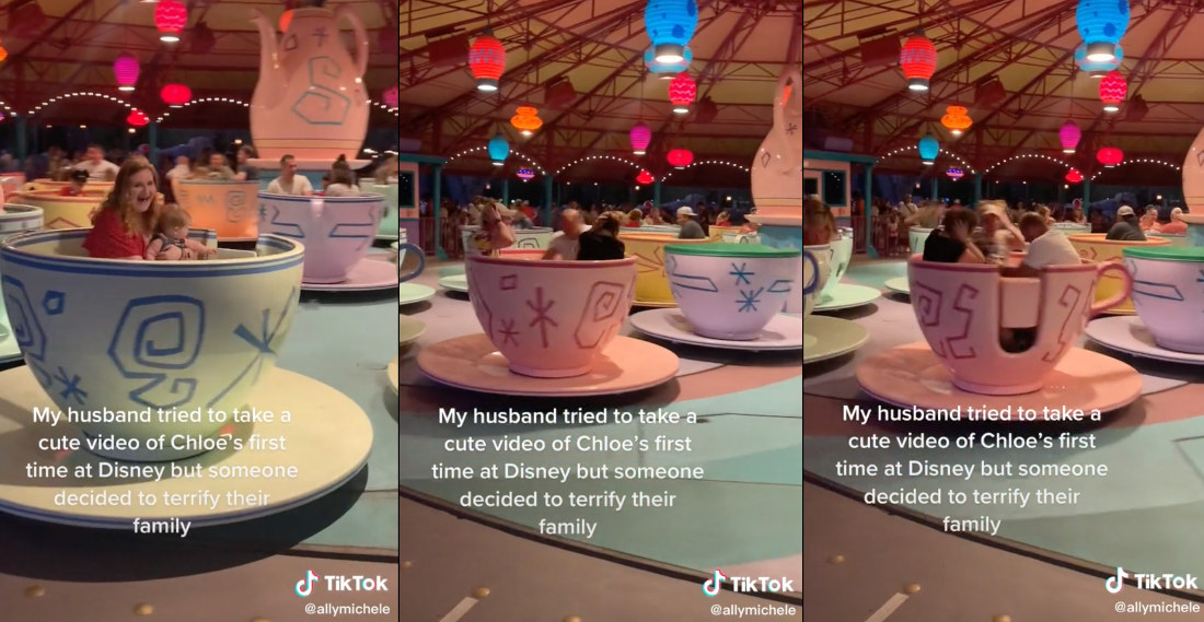So A Guy Tries To Take A Cute Video Of Wife And Daughter Riding The Teacups At Disney…