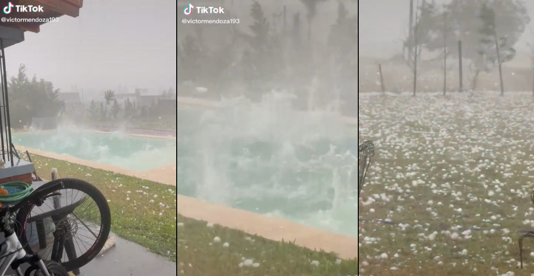 The Sky Is Falling!: Giant Hail Balls Splashing Down In A Pool