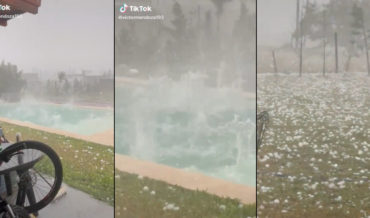 The Sky Is Falling!: Giant Hail Balls Splashing Down In A Pool