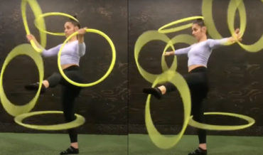 Woman Simultaneously Spins Hula Hoops On Every Body Part Possible