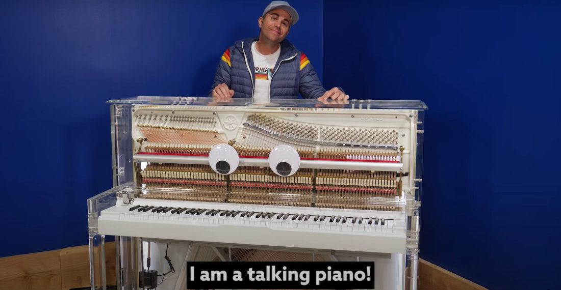 Mark Rober Builds A Player Piano That Can Talk Using Key Presses