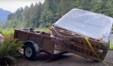 Man Knocks Over Hot Tub Attempting To Unload From Trailer By Himself