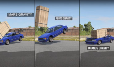 Simulation Of Dropping A Pallet Of Wood On A Car To Compare Different Planets’ Gravity