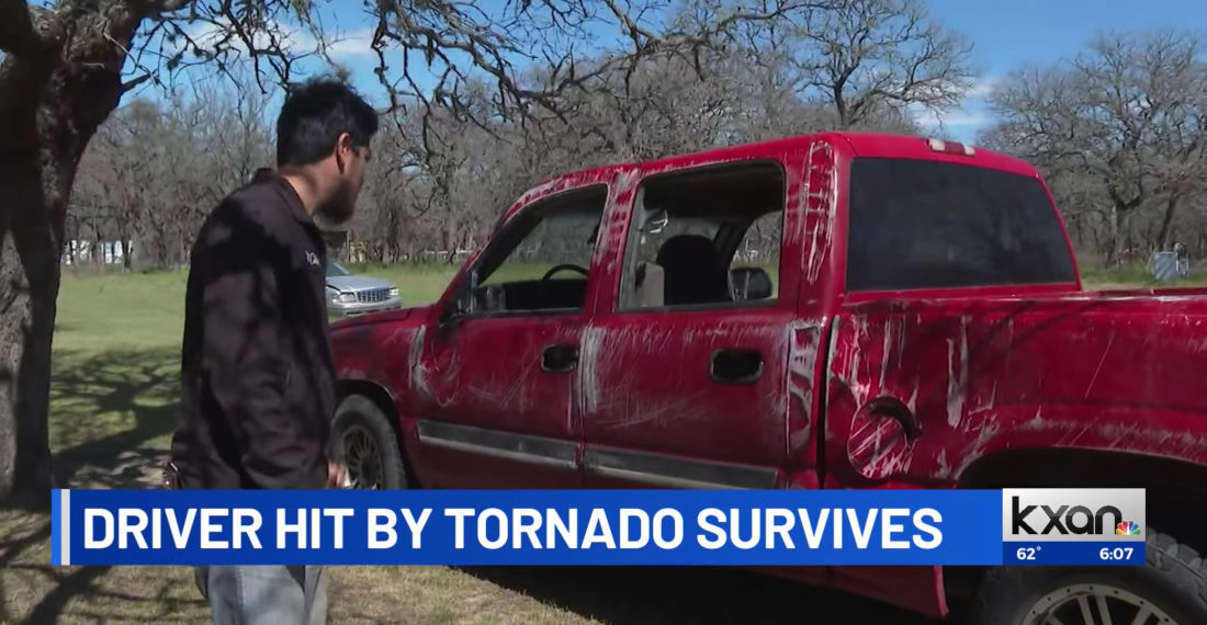 Local News Report Finds Driver Of Truck Tossed Around By Tornado