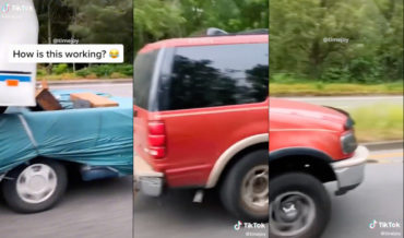 Looks Legit: Car Strap-Towing An SUV Towing A Trailer Towing An RV