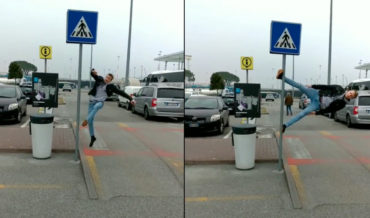 Man Demonstrates Incredible Core Strength By Performing Human Flag Trick