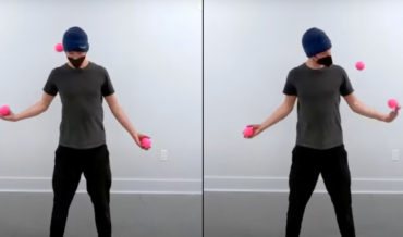 Man Juggles Balls Behind Back