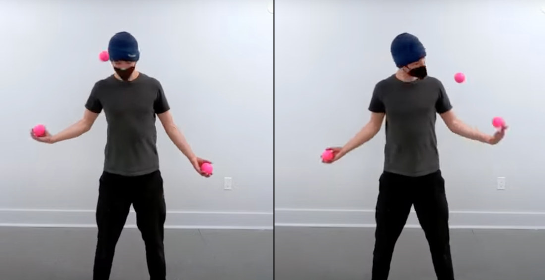 Man Juggles Balls Behind Back