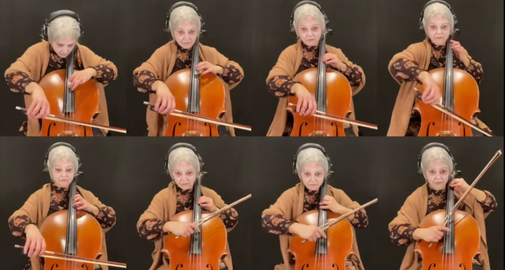 Cellist Dressed As Norman Bates' Mom Performs 8-Part Cover Of 'Psycho' Theme