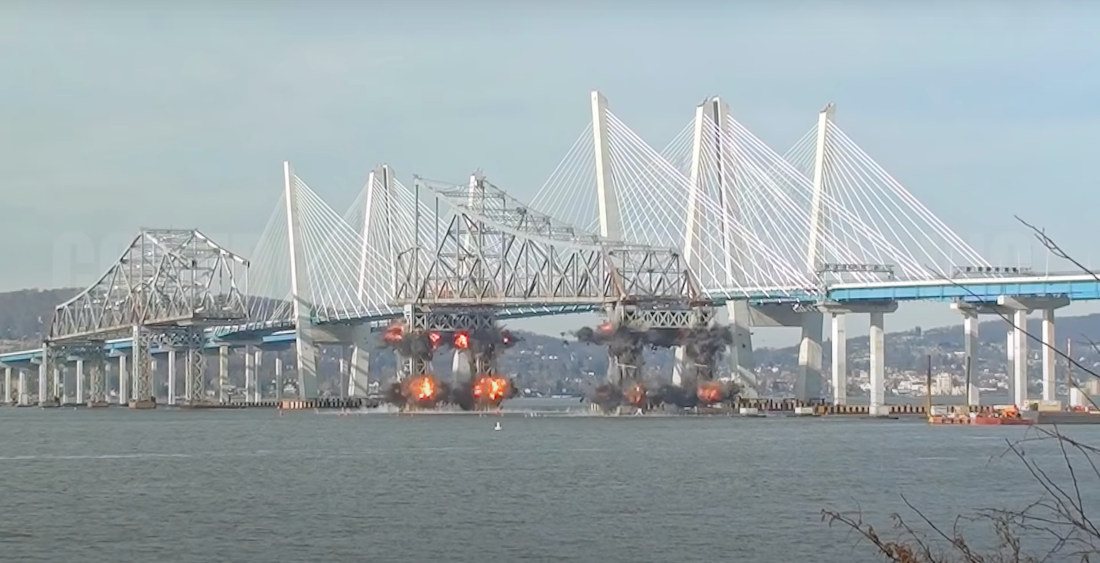 Beautifully Controlled Demolition Of Cantilever Bridge