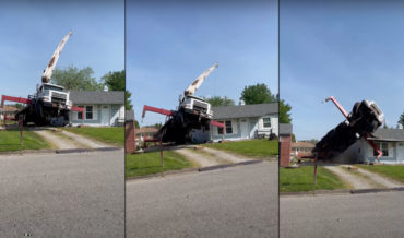 You Did It Wrong: Crane Truck Falls Into Home