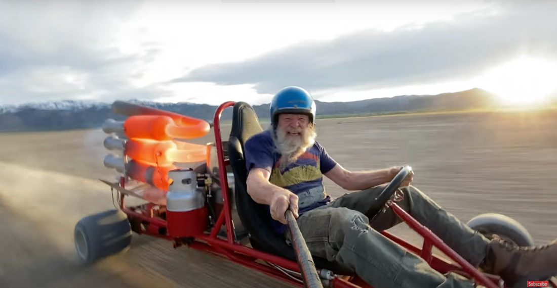 Crazy Rocketman Goes Full Throttle In Jet Go-Kart, Hits 60MPH