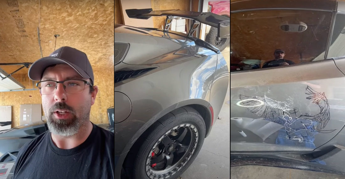 Daughter Dremels Angel Art Into Dad’s Corvette Door