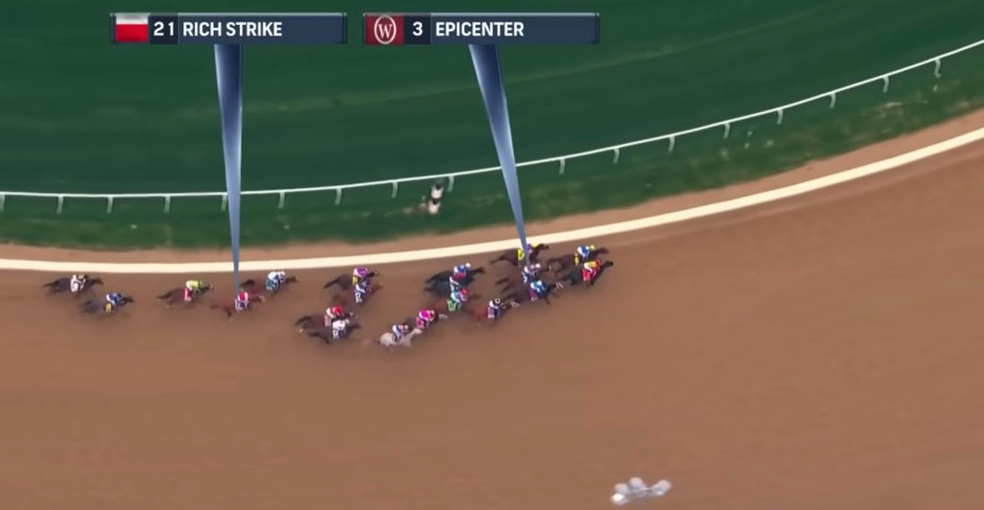 Overhead View Of 80:1 Rich Strike’s Push From 17th Place To Win Kentucky Derby