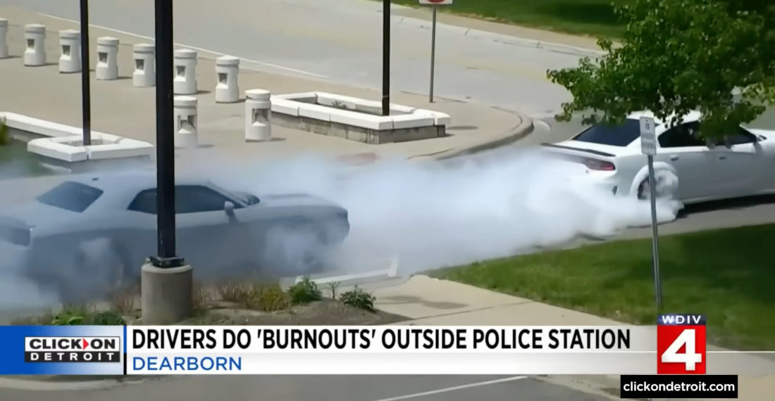 Three Idiots Arrested For Doing Burnouts In Police Station Parking Lot