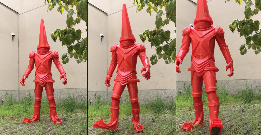 Man Fashions Impressive Suit Of Armor From 24 Red Traffic Cones