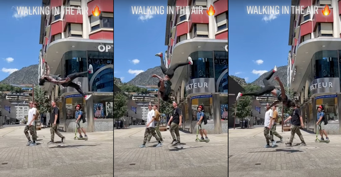 What The!: Man Performs Insane Air-Walking Flip