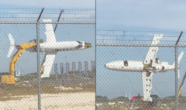 Excavator Operator Picks Up Plane, Plays With It Like A Toy