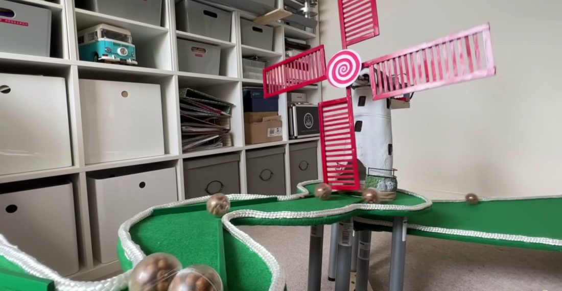 Man Builds Giant Marble Maze To Feed Early-Rising Cats In The Morning