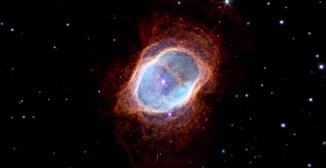 A Zoom Into The Southern Ring Nebula Using James Webb Space Telescope Imagery