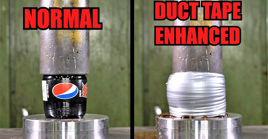 Using A Hydraulic Press To Crush Objects Reinforced With Duct Tape