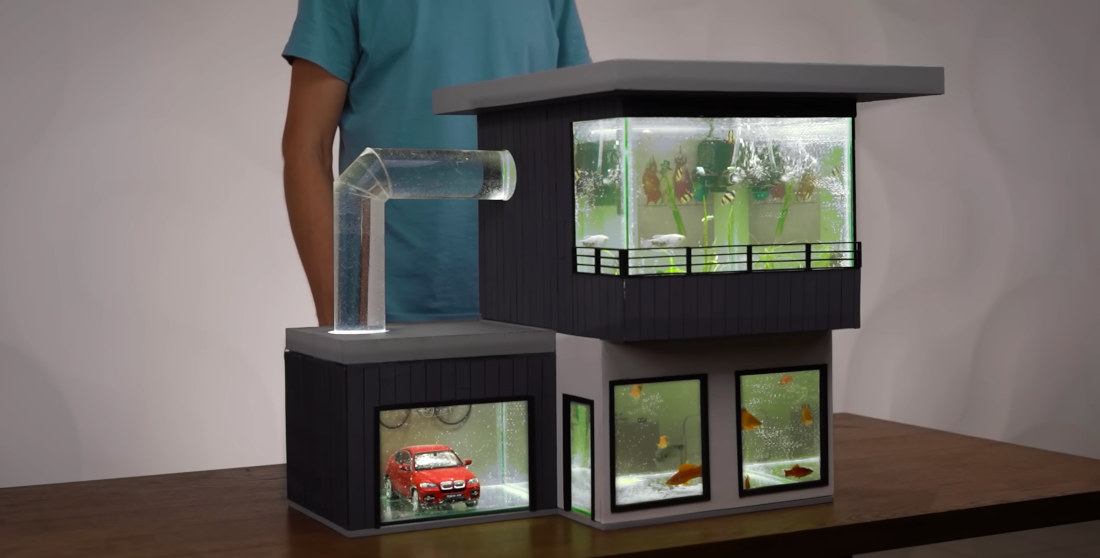 Fish Get Multistory Mid-Century Home Aquarium