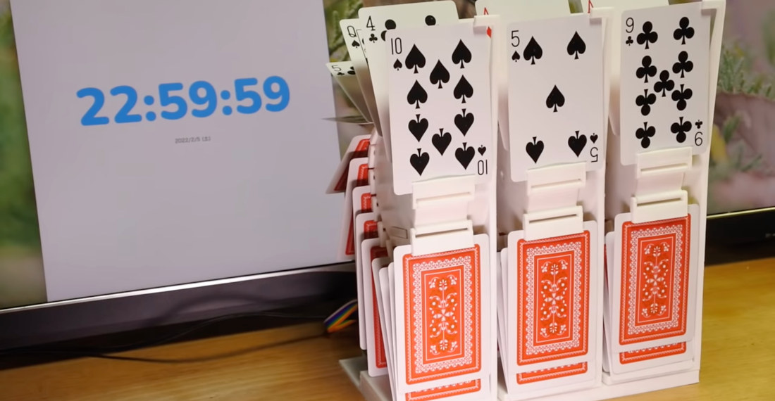 Guy Builds Playing Card Clock That Tells Time With Cards