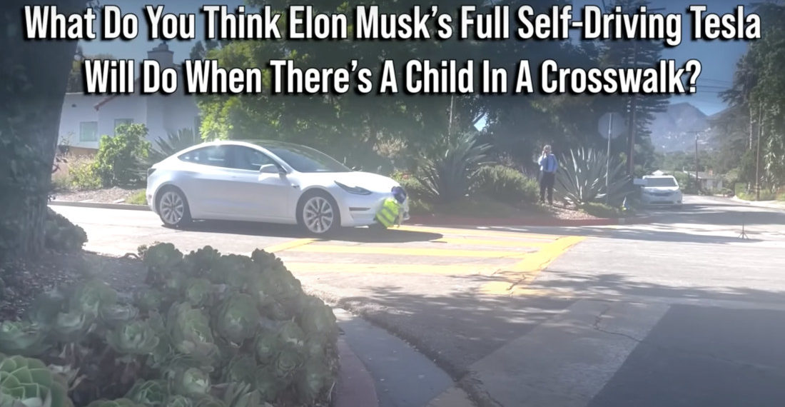 Self-Driving Tesla Test Plows Through Mannequin Child In Crosswalk