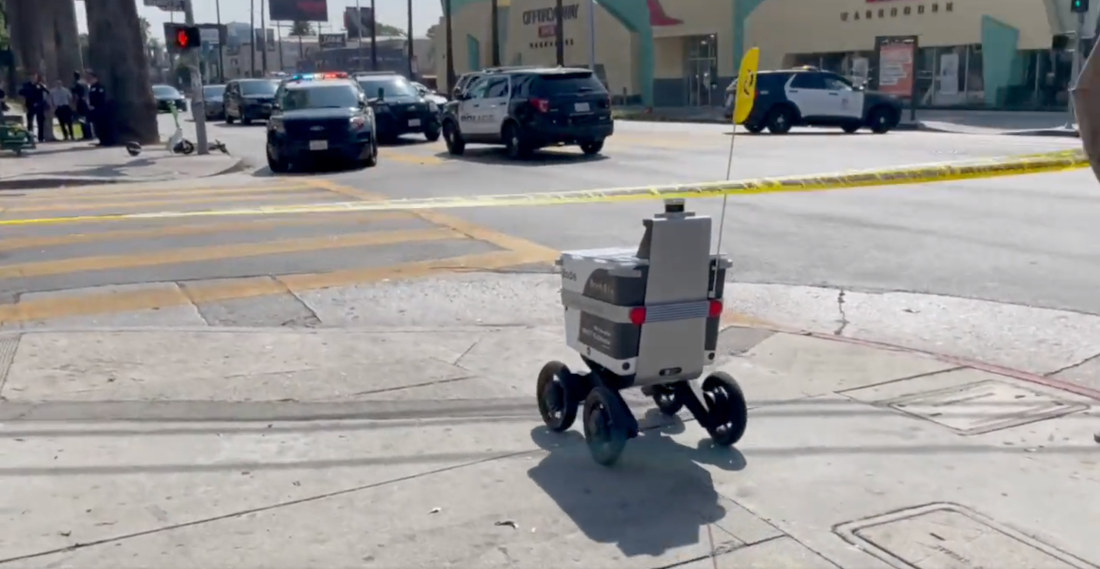 Autonomous Food-Delivery Robots Casually Rolls Through Crime Scene In Los Angeles