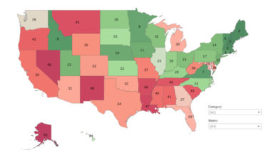 US Map Of The Safest And Most Dangerous States