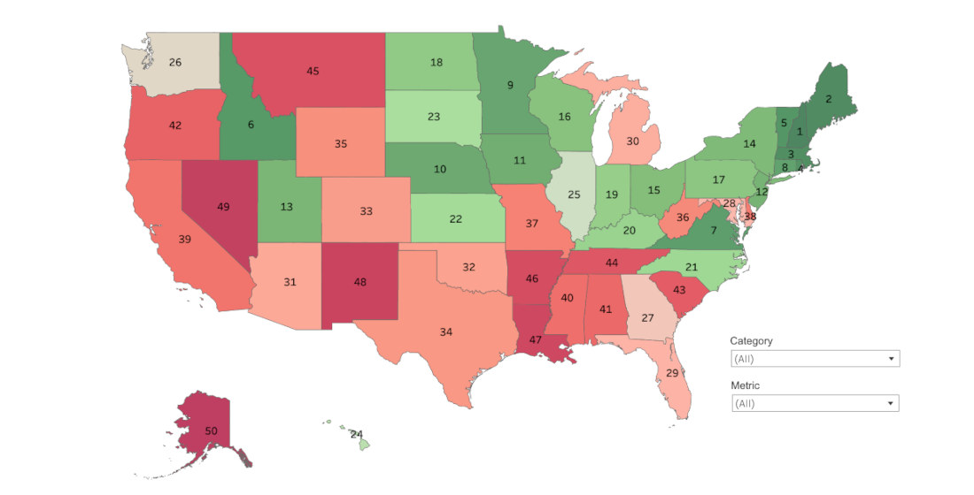 US Map Of The Safest And Most Dangerous States